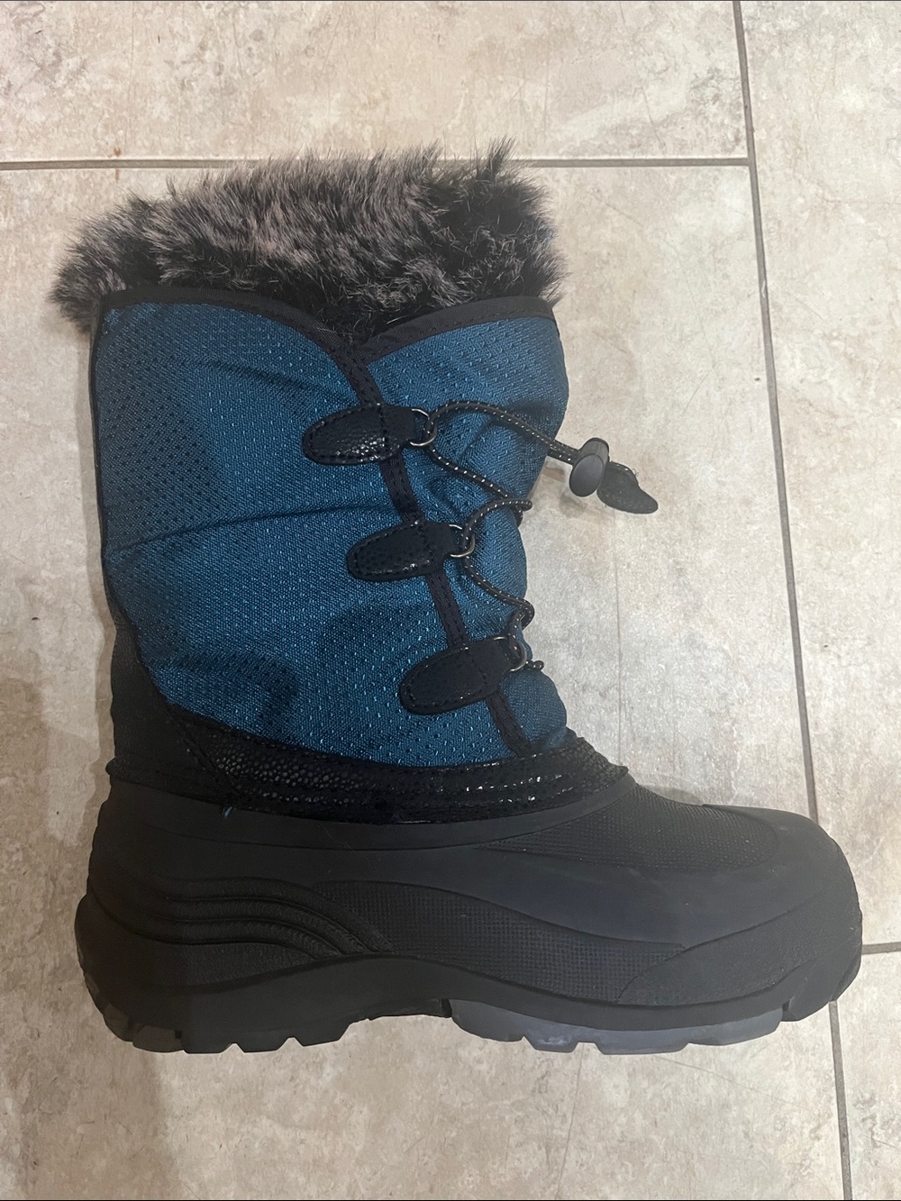Kamik Blue Waterproof Winter Boot with Faux Fur Trim